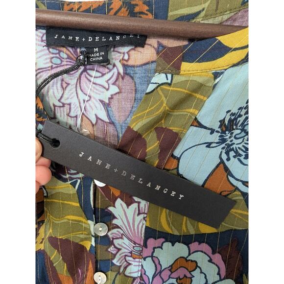 Jane + Delancey Womens Dark Floral Sheer Pop Over Blouse Wimsygoth‎ Fairy Size M - Picture 4 of 8